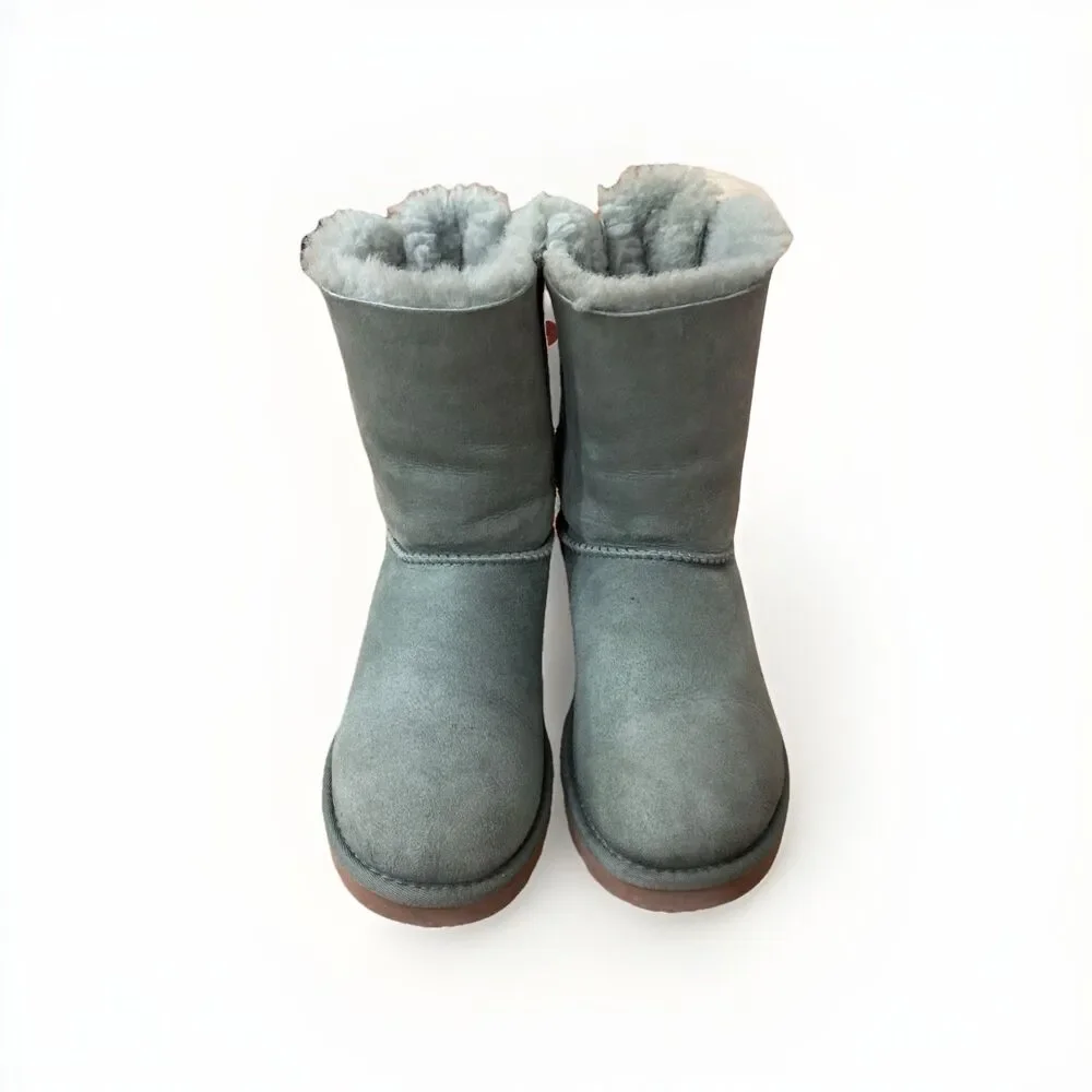Womens Ugg Boots Sz 8 Bailey Bow Sage Light Green Suede Coquette Has Normal Wear - Picture 4 of 13